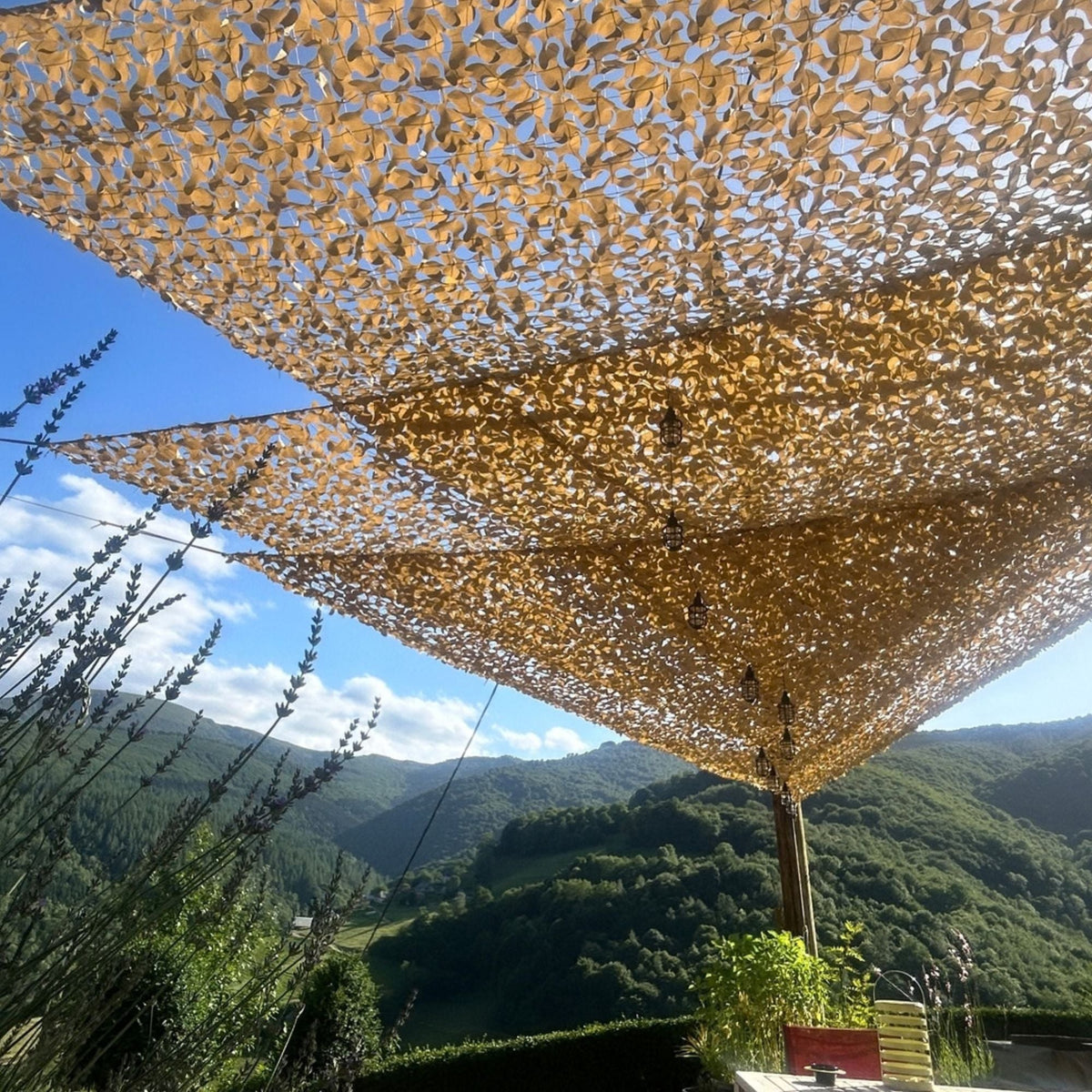 Tarnnetz Sonnensegel Dreieck Beige – Bild 7