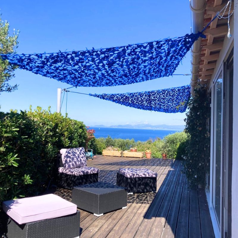 Tarnnetz Sonnensegel Dreieck Blau