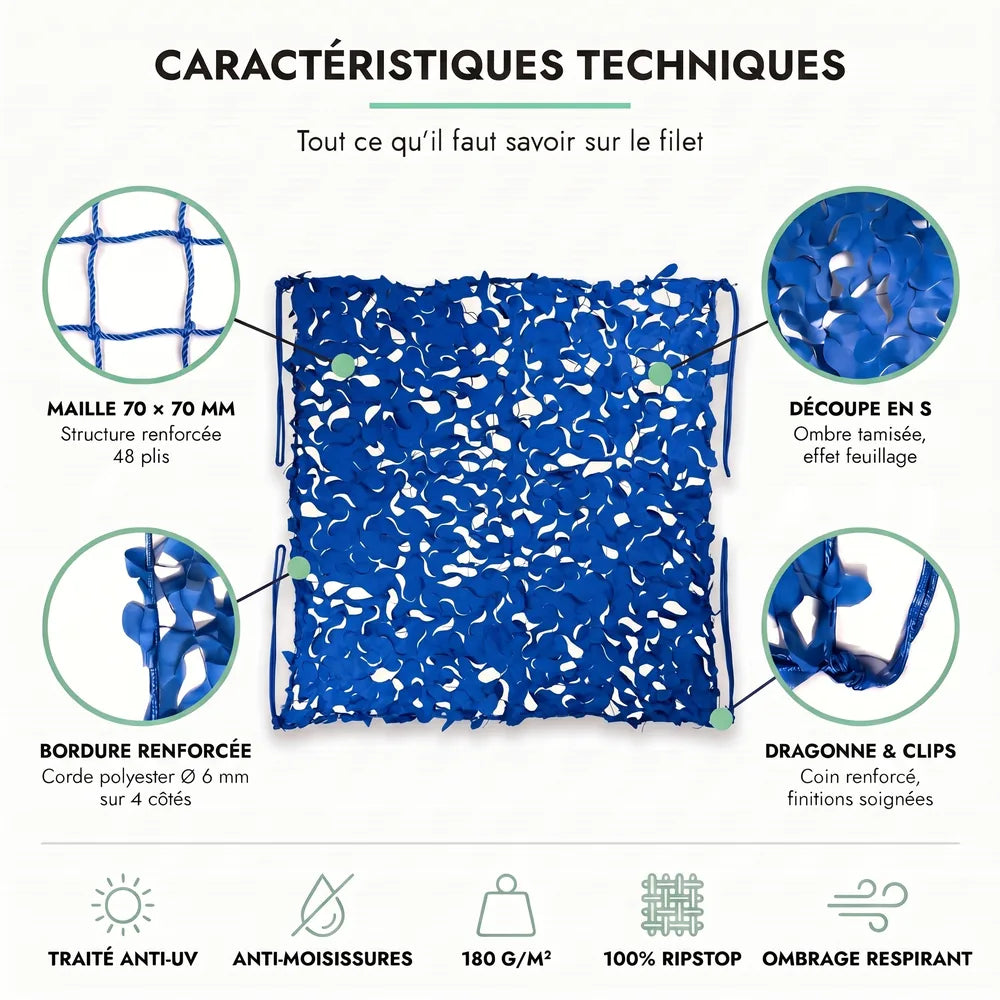 Tarnnetz Sonnensegel Blau – Bild 2