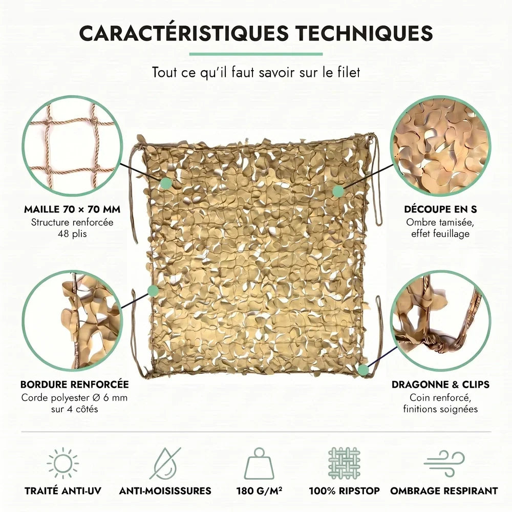 Tarnnetz Sonnensegel Beige – Bild 2