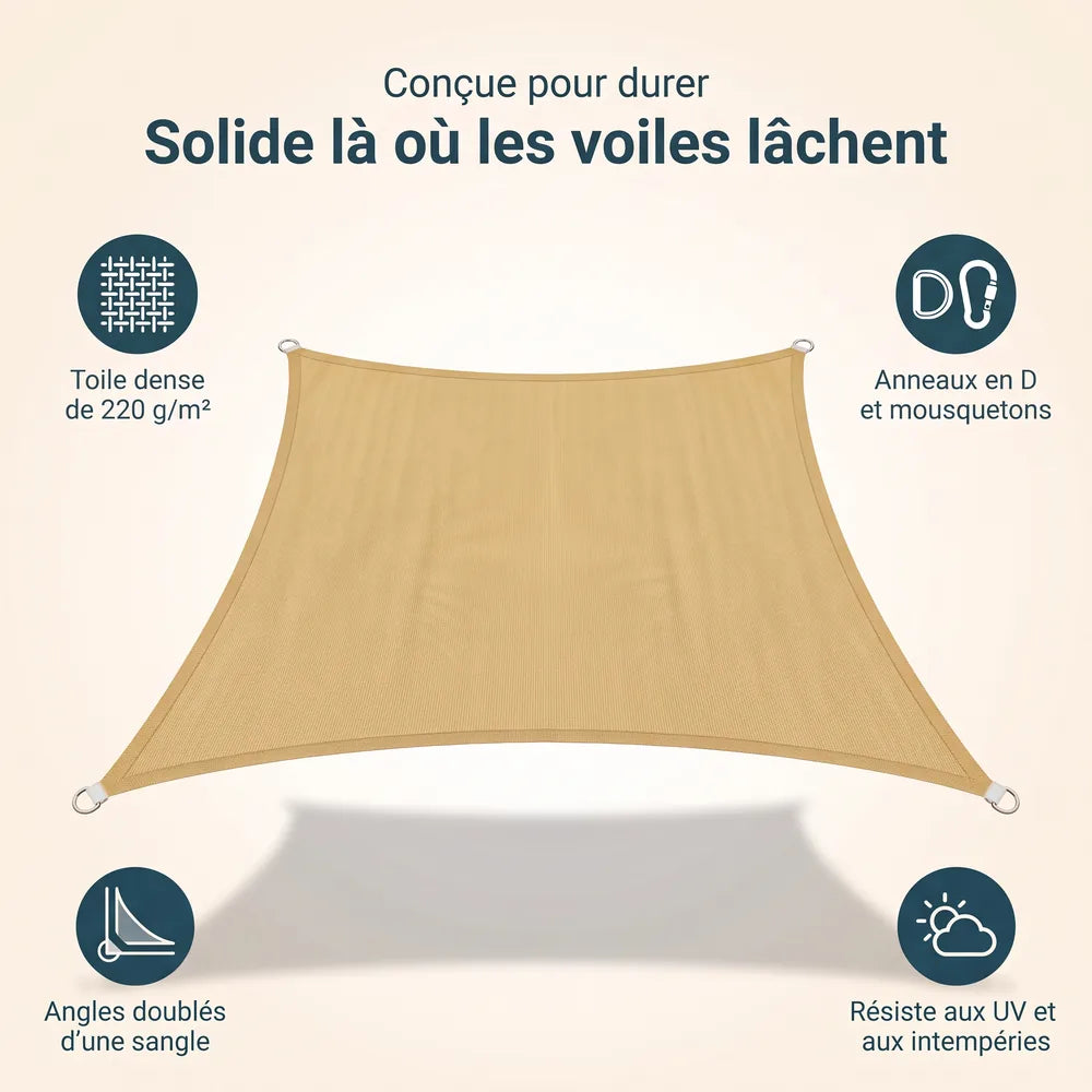 Sonnensegel Beige – Bild 7